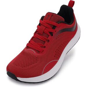 Men's Red Zero Drop Wide Toe Box Running Soft Mesh Shoes
